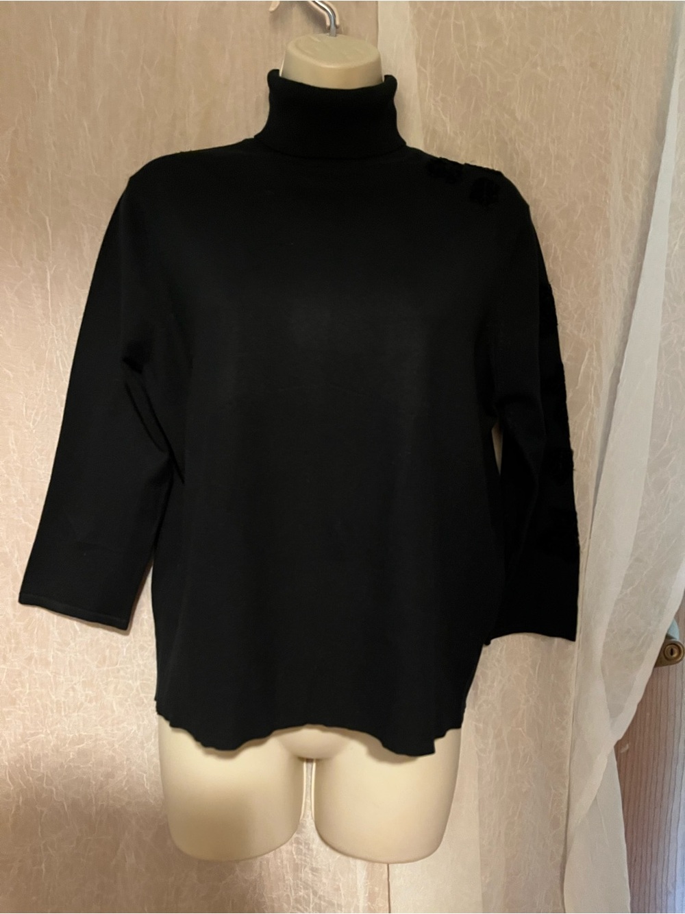 august silk Black Turtleneck Pullover Sweater